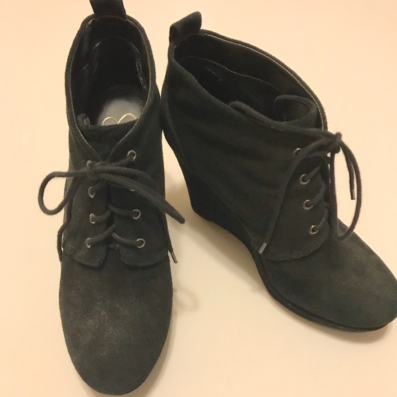 Jessica Simpson Shoes - Jessica Simpson black suede wedge booties